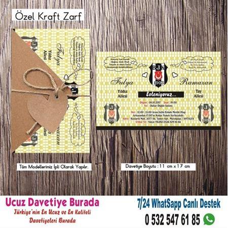 Beşiktaş Düğün Davetiyesi-5627  - BİLGİ ve FİYAT İÇİN WHATSAPP : 0 532 547 61 85