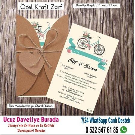 Bisikletli Ucuz Düğün Davetiyesi - 5597- BİLGİ ve FİYAT İÇİN WHATSAPP : 0 532 547 61 85