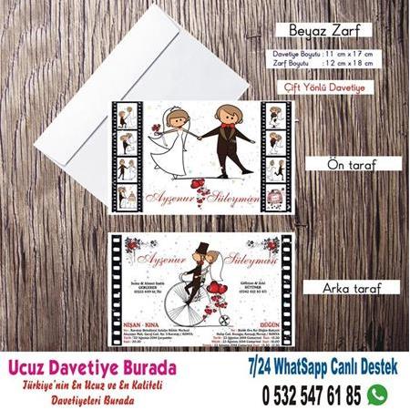 Bisikletli Ucuz Düğün Davetiyesi - 5600- BİLGİ ve FİYAT İÇİN WHATSAPP : 0 532 547 61 85