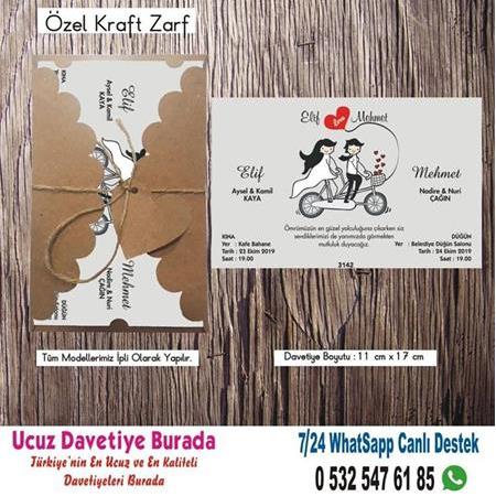 Bisikletli Ucuz Düğün Davetiyesi - 5599- BİLGİ ve FİYAT İÇİN WHATSAPP : 0 532 547 61 85