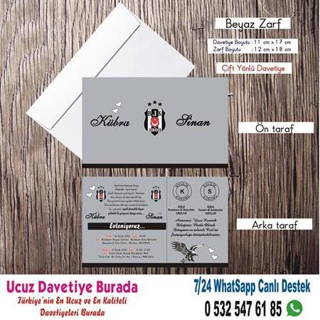 Beşiktaş Düğün Davetiyesi - 500 ADET DAVETİYE 150 TL (zarfsız)- 54984- WHATSAAP : 0 532 547 61 85