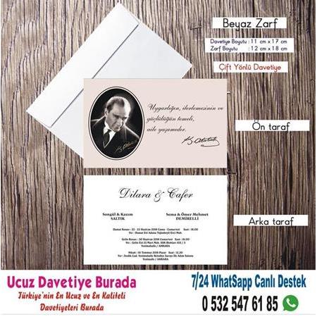 Atatürk Davetiye - 500 ADET DAVETİYE 200 TL (zarfsız) -5718 - BİLGİ İÇİN WHATSAAP : 0 532 547 61 85