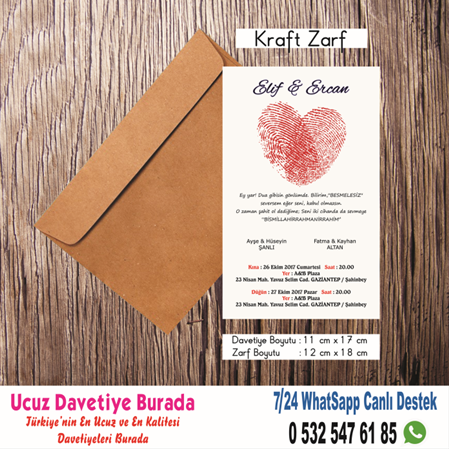 PARMAK İZİ UCUZ DAVETİYE 500 ADET 150 TL  - BİLGİ-NUMUNE İÇİN WHATSAAP EKLEYİN : 0532 547 61 85