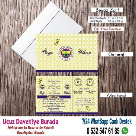 Fenerbahçe Düğün Davetiyesi - 500 ADET DAVETİYE 200 TL(zarfsız) -5965-WHATSAAP : 0 532 547 61 85