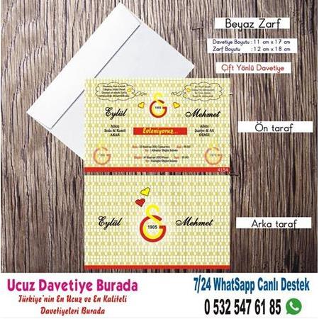 Galatasaray Düğün Davetiyesi - 500 ADET DAVETİYE 200 TL (zarfsız) -5978- WHATSAAP : 0 532 547 61 85