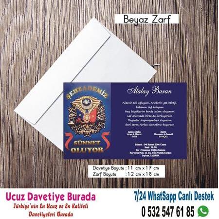 Osmanlı Arması Ucuz Sünnet Davetiyesi -6284- BİLGİ WHATSAAP : 0 532 547 61 85