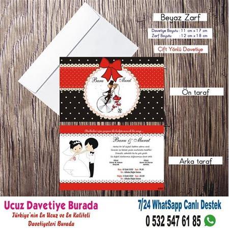 Bisikletli Ucuz Düğün Davetiyesi - 500 ADET DAVETİYE 200 TL (zarfsız)-1389-WHATSAAP: 0 532 547 61 85