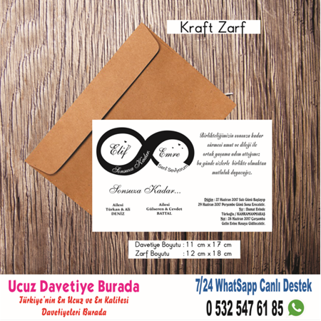 SONSUZLUK UCUZ DAVETİYE 500 ADET 150 TL (zarfsız)- BİLGİ-NUMUNE İÇİN WHATSAAP: 0532 547 61 85