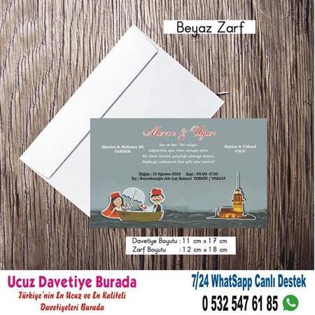 Kız Kulesi Düğün Davetiyeleri -500 ADET DAVETİYE 150 TL (zarfsız)-2227-WHATSAAP: 0 532 547 61 85