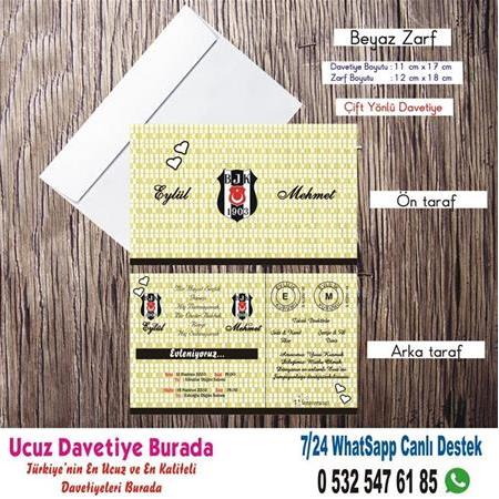 Beşiktaşlı Düğün Davetiyesi - 500 ADET DAVETİYE 200 TL (zarfsız) -101- WHATSAAP : 0 532 547 61 85