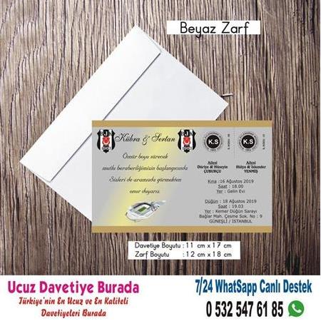 Beşiktaşlı Düğün Davetiyesi - 500 ADET DAVETİYE 150 TL (zarfsız) -102- WHATSAAP : 0 532 547 61 85
