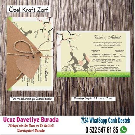 Bisikletli Ucuz Düğün Davetiyesi - 5594- BİLGİ ve FİYAT İÇİN WHATSAPP : 0 532 547 61 85