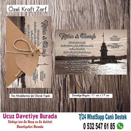 Kız Kulesi Düğün Davetiyeleri -500 ADET DAVETİYE 150 TL (zarfsız)-5780-WHATSAAP: 0 532 547 61 85