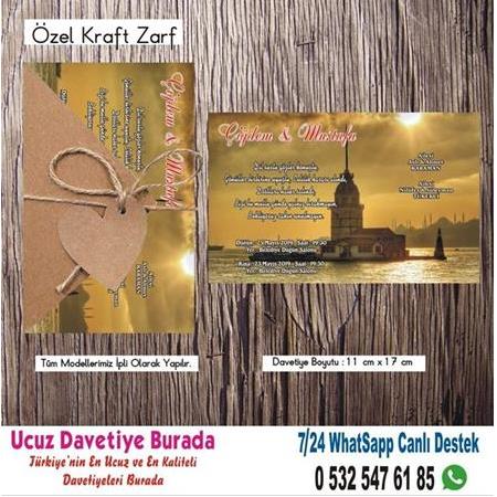 Kız Kulesi Düğün Davetiyeleri -500 ADET DAVETİYE 150 TL (zarfsız)-5778-WHATSAAP: 0 532 547 61 85